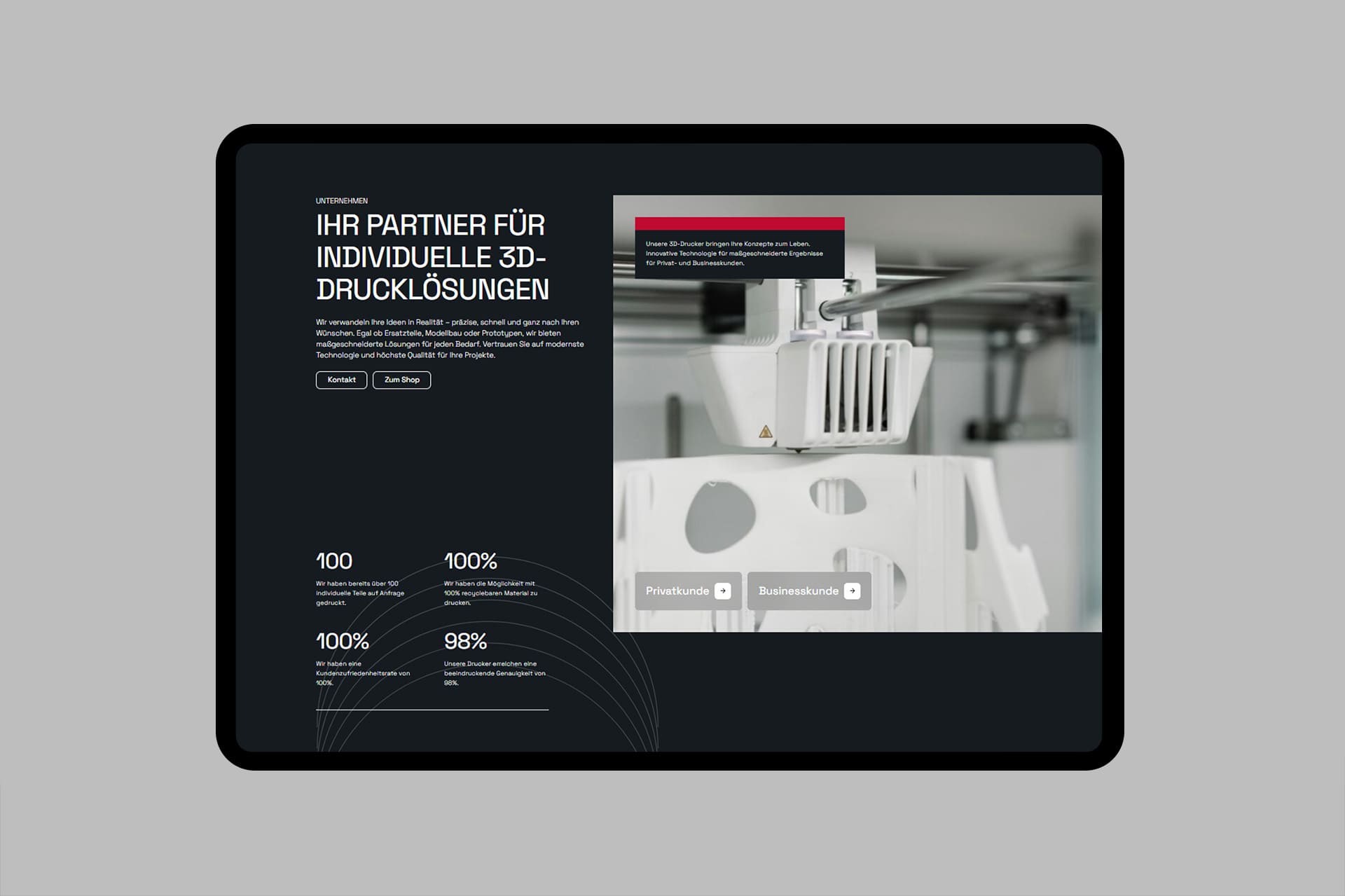 3D Druck Website iPad