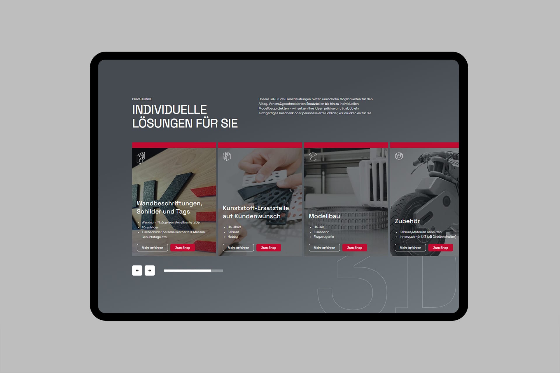 3D Druck Website iPad